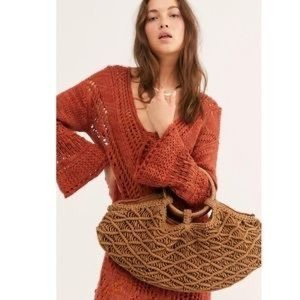 Sold. Free People Brown Point Break Macrame Multi-Way Bag - Picture 1 of 12
